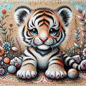 Baby Tiger Cub Cross Stitch Pattern