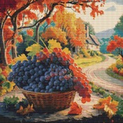 Basket Of Grapes Cross Stitch Pattern