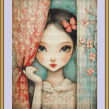 By The Curtain Cross Stitch Pattern