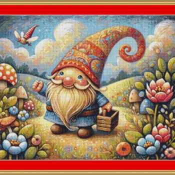 Cheerful Gnome Cross Stitch Pattern