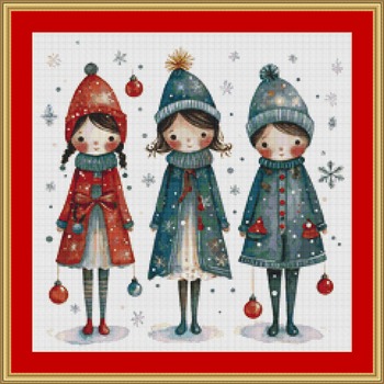 Christmas Girls Cross Stitch Pattern