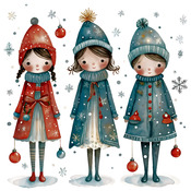 Christmas Girls Cross Stitch Pattern