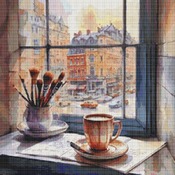 Coffee At The Window 1 Cross Stitch Pattern