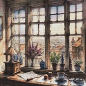 Coffee At The Window 2 Cross Stitch Pattern