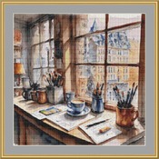 Coffee In The Studio Cross Stitch Pattern