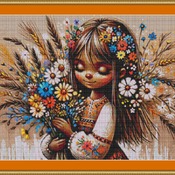 Collecting Flowers Cross Stitch Pattern