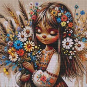 Collecting Flowers Cross Stitch Pattern