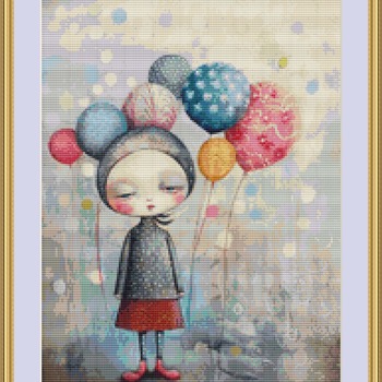 Coloured Balloons Cross Stitch Pattern