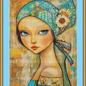 Colourful Head Scarf Cross Stitch Pattern