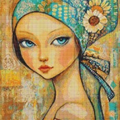 Colourful Head Scarf Cross Stitch Pattern