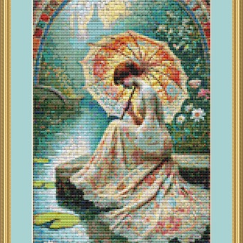 Contemplation By The Sea Cross Stitch Pattern