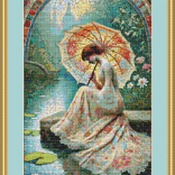 Contemplation By The Sea Cross Stitch Pattern