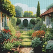 Courtyard Garden Cross Stitch Pattern