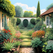 Courtyard Garden Cross Stitch Pattern