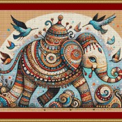 Decorated Elephant Cross Stitch Pattern