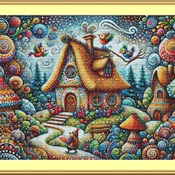 Decorated Village Cross Stitch Pattern