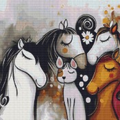 Dog And Horses Cross Stitch Pattern