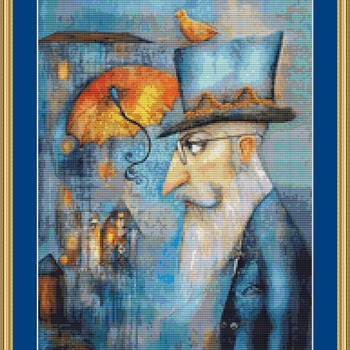 Elderly Gentleman Cross Stitch Pattern