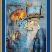 Elderly Gentleman Cross Stitch Pattern