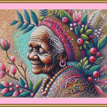 Elderly Woman Cross Stitch Pattern