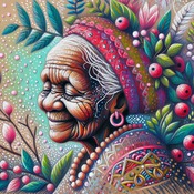 Elderly Woman Cross Stitch Pattern