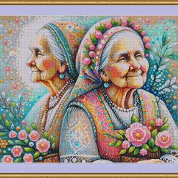 Elderly Women Cross Stitch Pattern