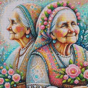 Elderly Women Cross Stitch Pattern