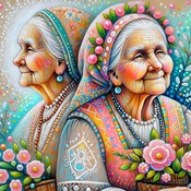 Elderly Women Cross Stitch Pattern