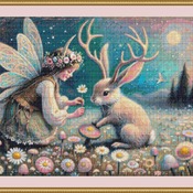 Fairy And Jackalope Cross Stitch Pattern