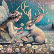 Fairy And Jackalope Cross Stitch Pattern