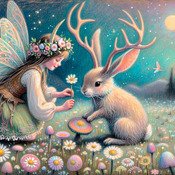 Fairy And Jackalope Cross Stitch Pattern