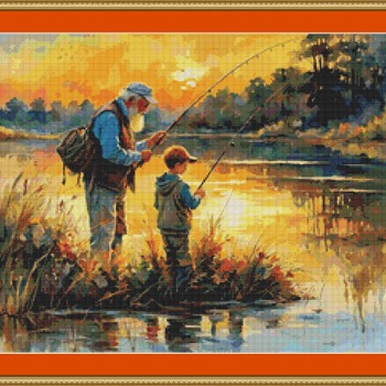 Fishing Together Cross Stitch Pattern