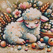 Fluffy Lamb Cross Stitch Pattern