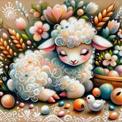 Fluffy Lamb Cross Stitch Pattern