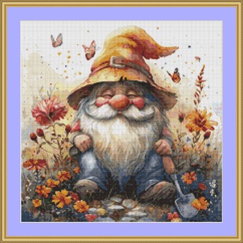 Garden Gnome 14 Cross Stitch Pattern