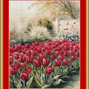 Garden Of Red Tulips Cross Stitch Pattern