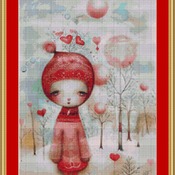 Girl In Red Cross Stitch Pattern