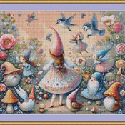 Gnome And Fairies Party Cross Stitch Pattern