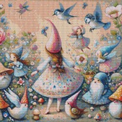 Gnome And Fairies Party Cross Stitch Pattern