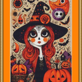 Halloween Witch Cross Stitch Pattern