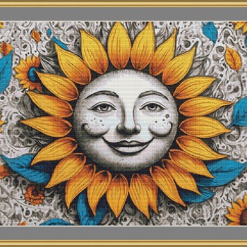 Happy Sunflower Cross Stitch Pattern