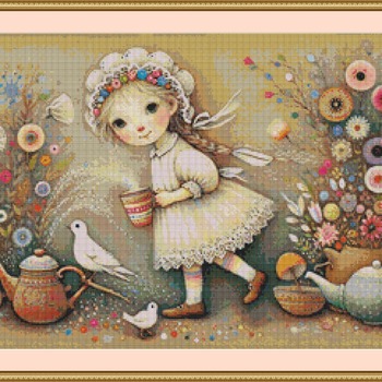 Having A Cup Of Tea Cross Stitch Pattern