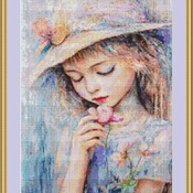 Holding A Flower Cross Stitch Pattern