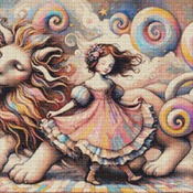 Lion And Girl Cross Stitch Pattern