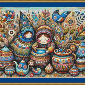 Matryoshka Dolls Cross Stitch Pattern