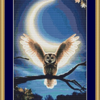 Moon Owl Cross Stitch Pattern