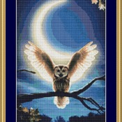 Moon Owl Cross Stitch Pattern