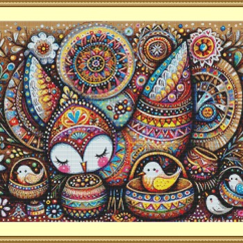 Mother Owl Cross Stitch Pattern