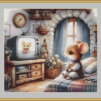 Mouse In A Bedroom Cross Stitch Pattern