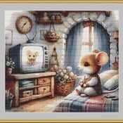 Mouse In A Bedroom Cross Stitch Pattern